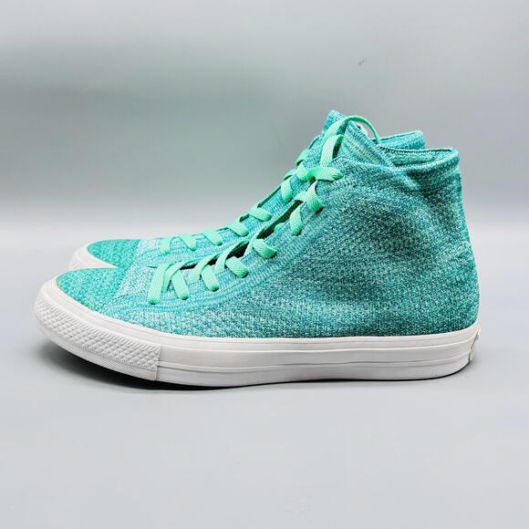 Converse Shoes Mens 9.5 Womens 11.5 Green Knit Chucks High Top All Star Sneakers - Picture 5 of 12